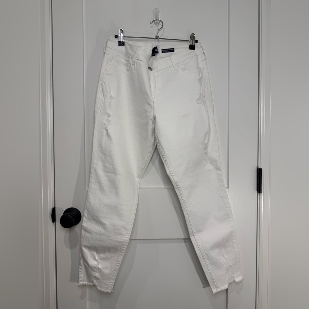 Hollister Co Women’s Mid Rise Crop White Skinny Stretch Jeans Size 32 L26 15R